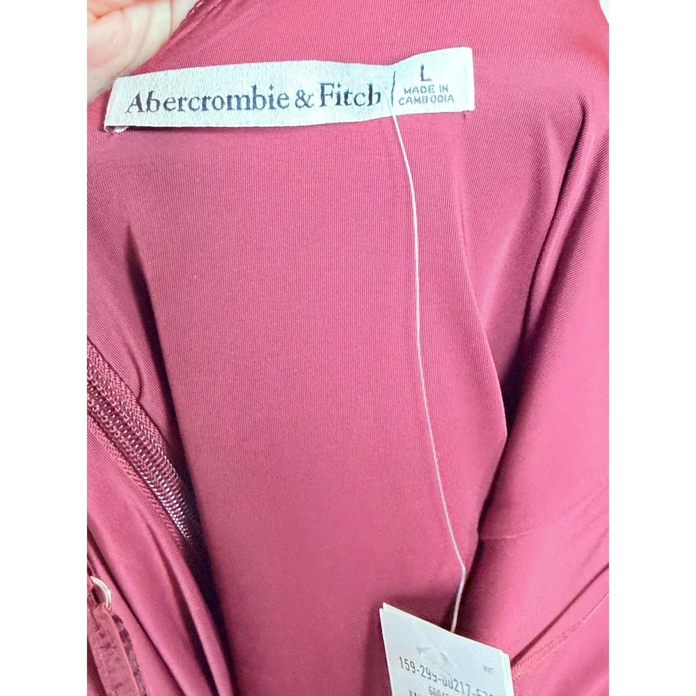 Abercrombie & Fitch Maroon V-Neck Maxi Dress Large NWT Maroon Layered Hem Party